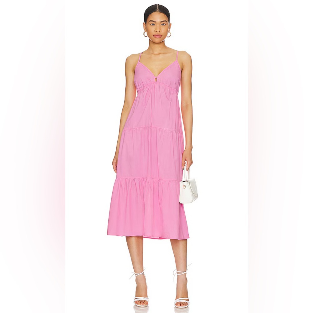 Rails Womens Babydoll Sleeveless Tiered A Line Midi Dress Small Pink Summer